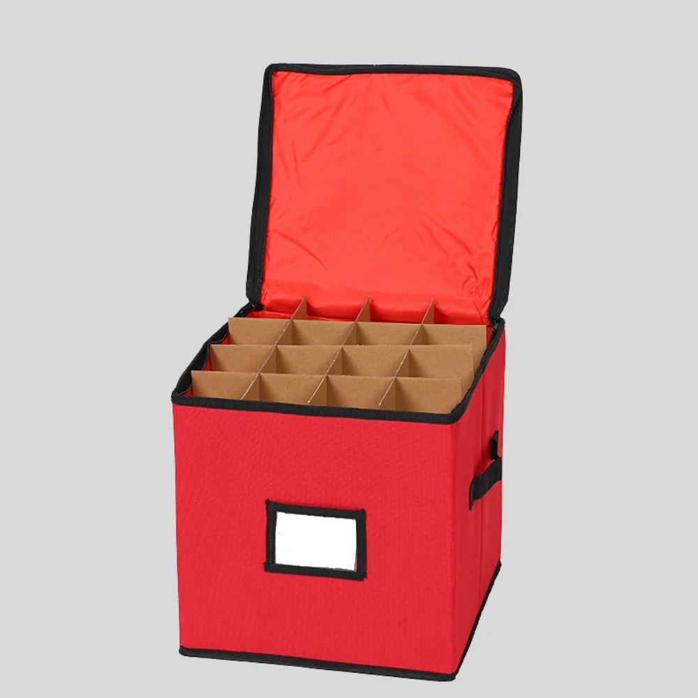 Ornament Storage Box Adjustable Dividers & Clear Viewing Window
