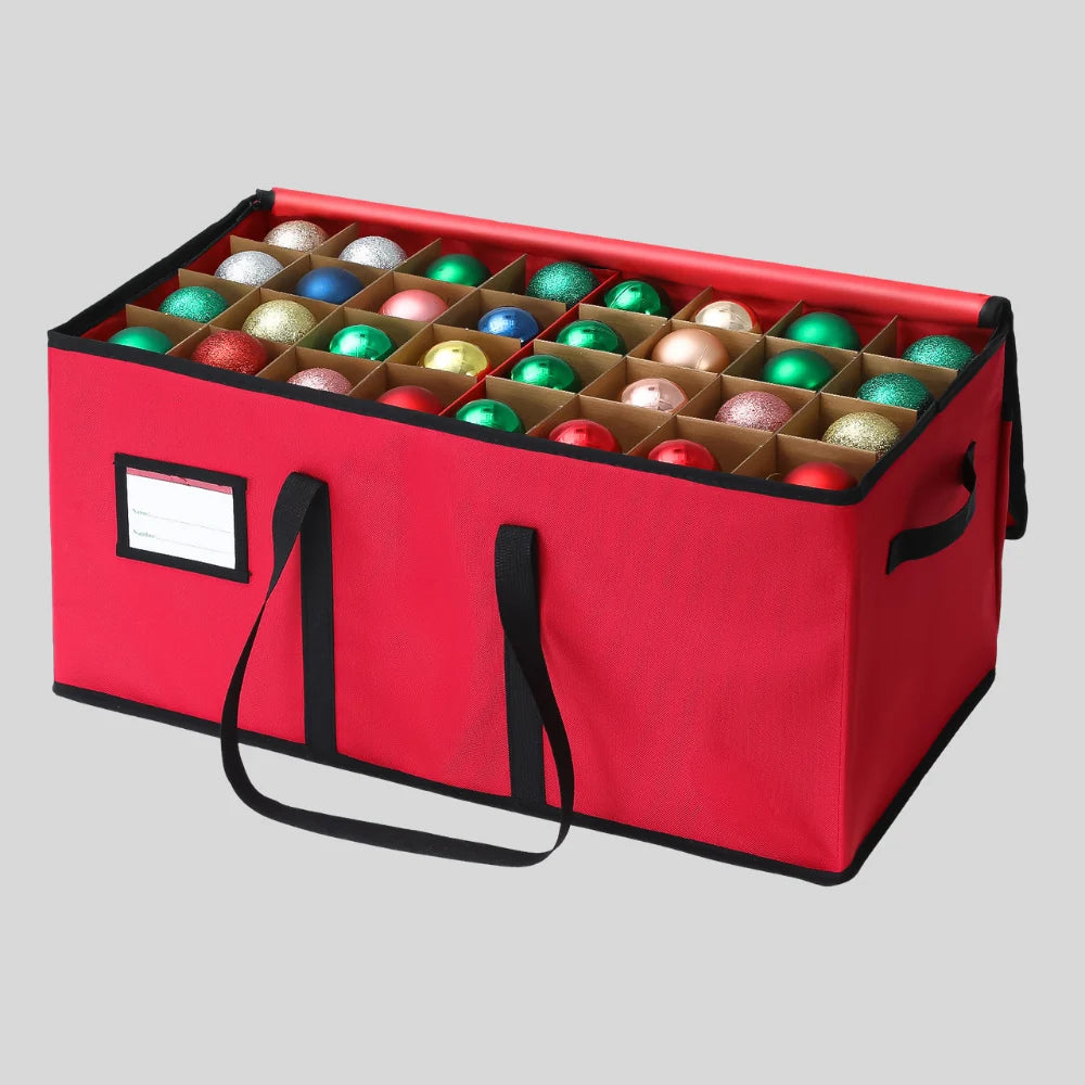 Ornament Storage Box Adjustable Dividers & Clear Viewing Window