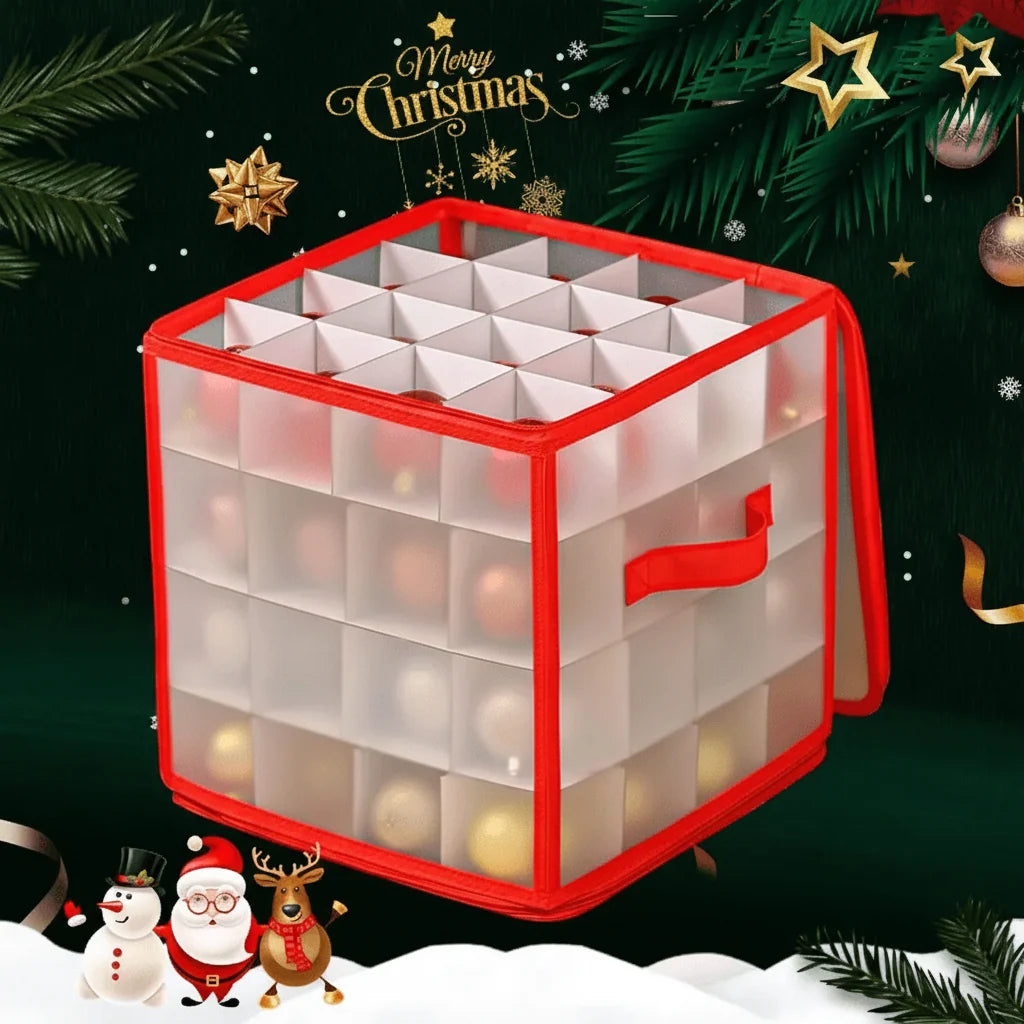 Ornament Storage Box Clear Plastic Divided Compartments Stackable