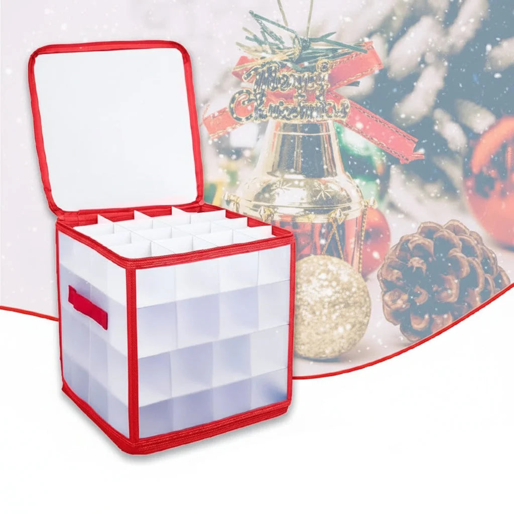 Ornament Storage Box Clear Plastic Divided Compartments Stackable