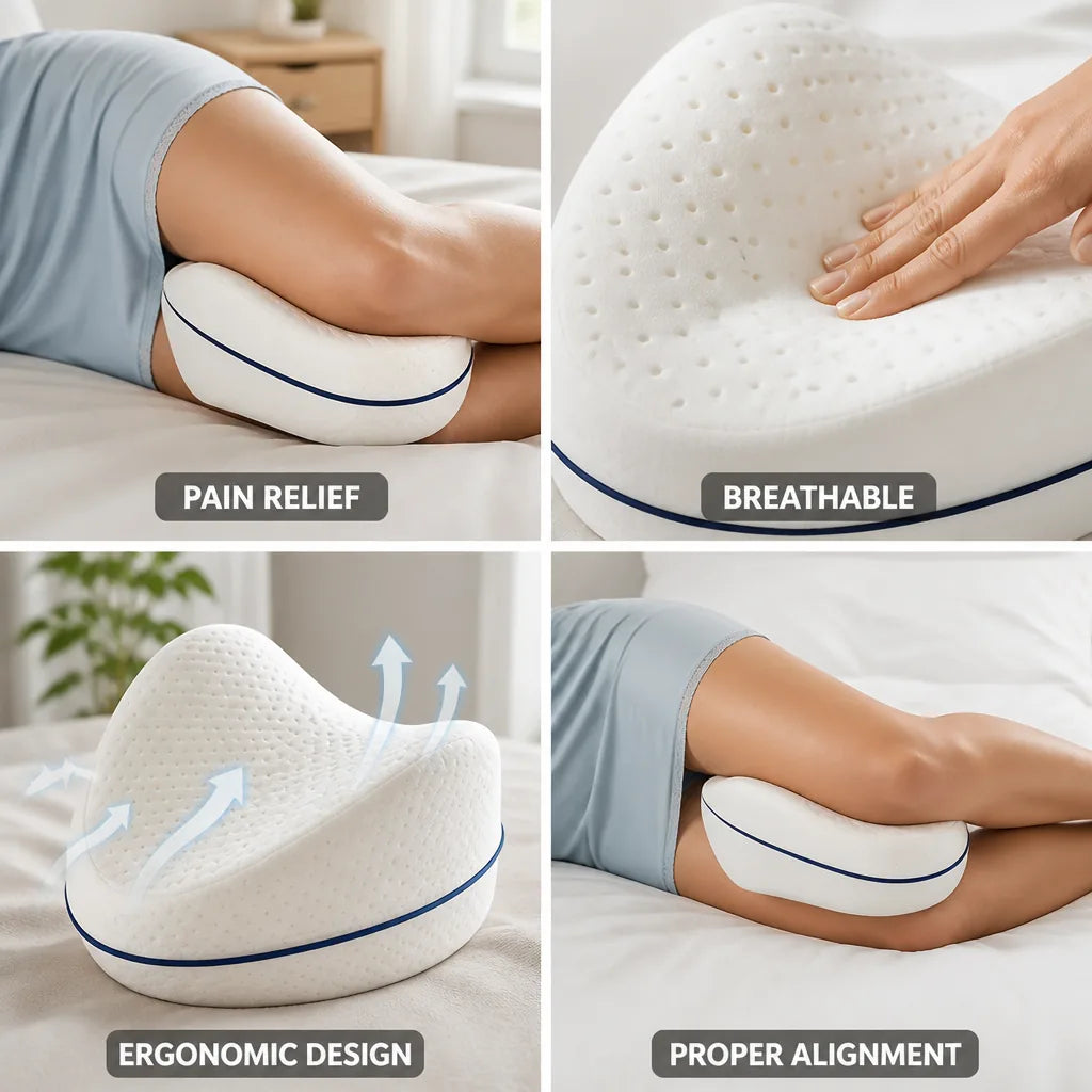 Orthopedic Leg Pillow Ventilated Memory Foam Ergonomic Heart Shape
