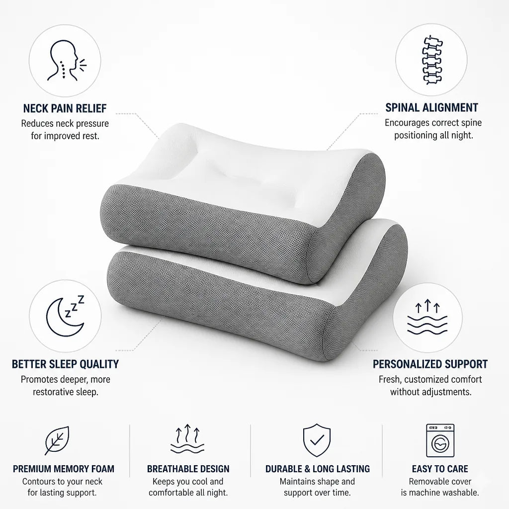 Orthopedic Pillow Contour Cervical Support Set of 2