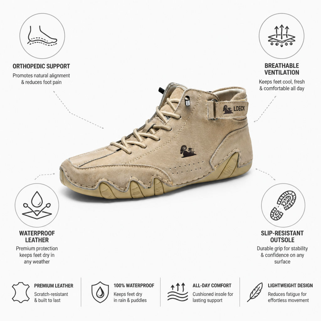 Orthopedic Waterproof Leather Shoe (Slip-Resistant Outsole)