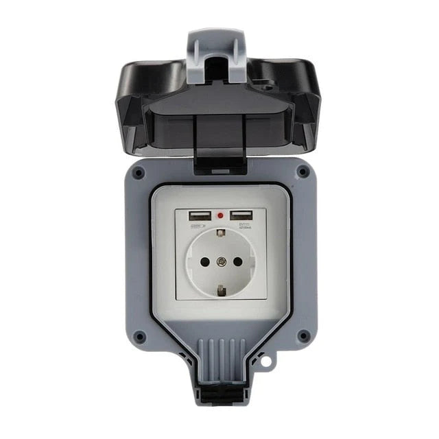 Outdoor Double Socket IP66 Weatherproof Lockable Cover