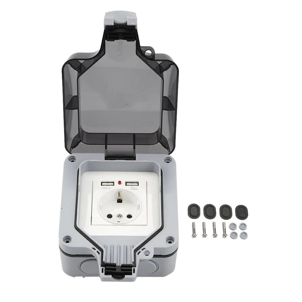 Outdoor Double Socket IP66 Weatherproof Lockable Cover