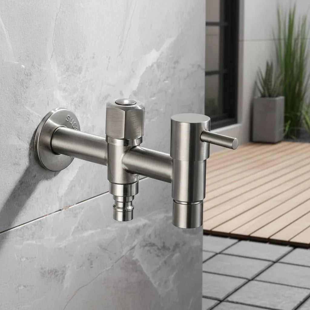 Outdoor Faucet Wall-Mounted 304 Stainless Steel Rust-Resistant