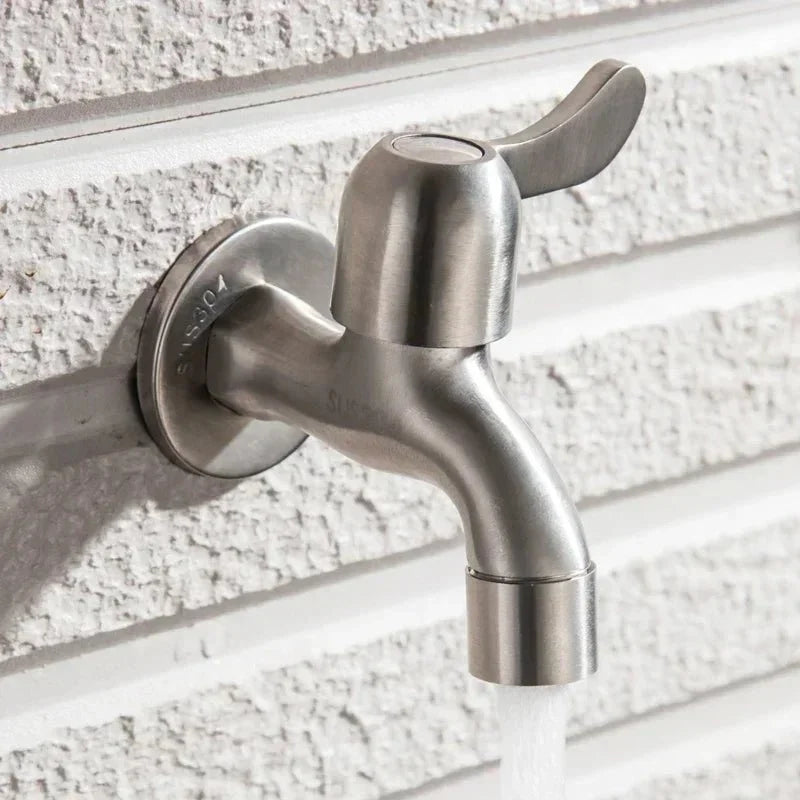 Outdoor Faucet Wall-Mounted 304 Stainless Steel Rust-Resistant