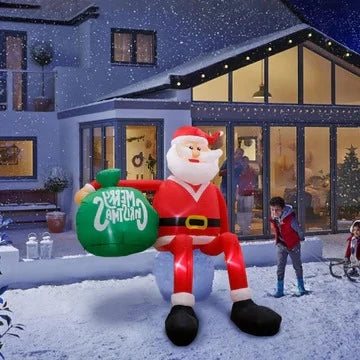 Outdoor Inflatable Climbing Santa Built-In LED 8 Foot