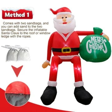 Outdoor Inflatable Climbing Santa Built-In LED 8 Foot