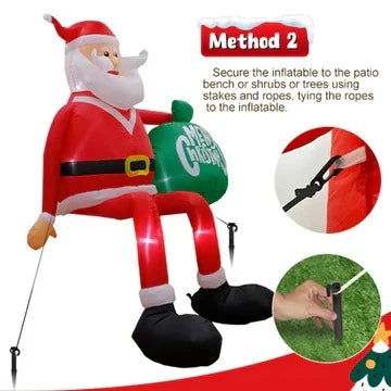Outdoor Inflatable Climbing Santa Built-In LED 8 Foot