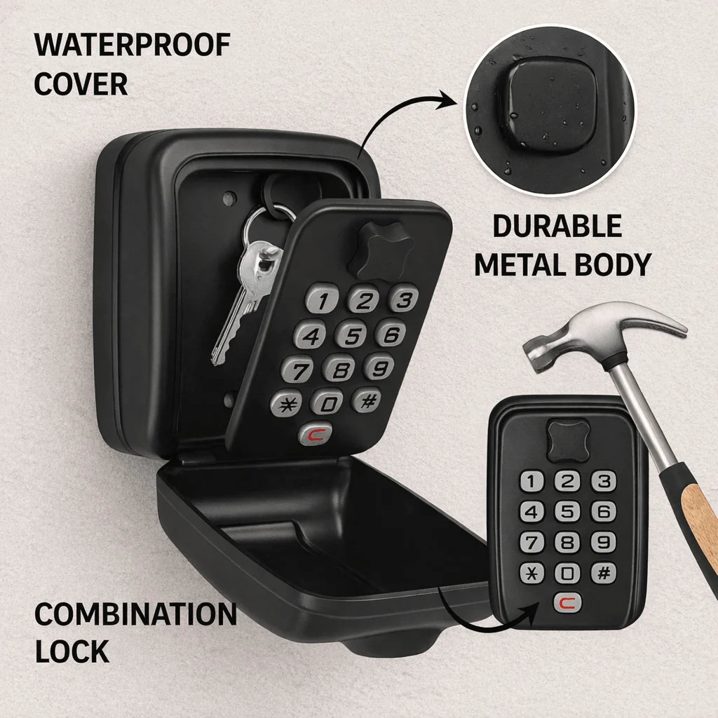 Outdoor Key Safe Weatherproof Zinc Alloy With Mounting Kit