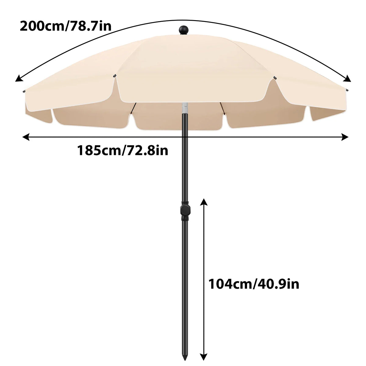 Outdoor Parasol Adjustable Tilt UV-Resistant 79-Inch Canopy