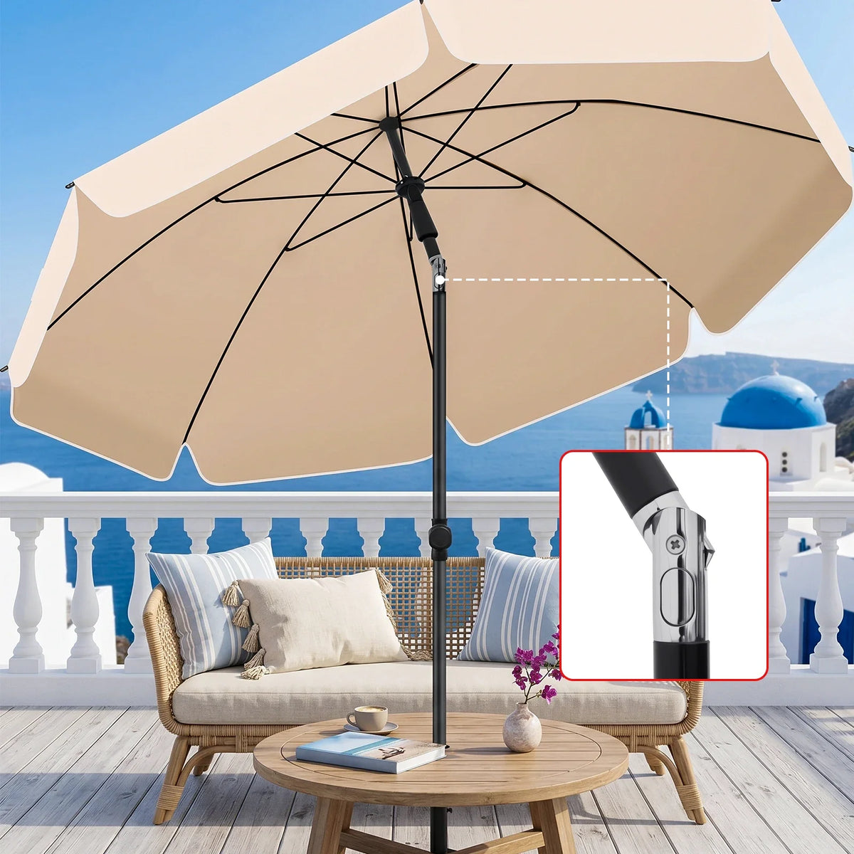 Outdoor Parasol Adjustable Tilt UV-Resistant 79-Inch Canopy
