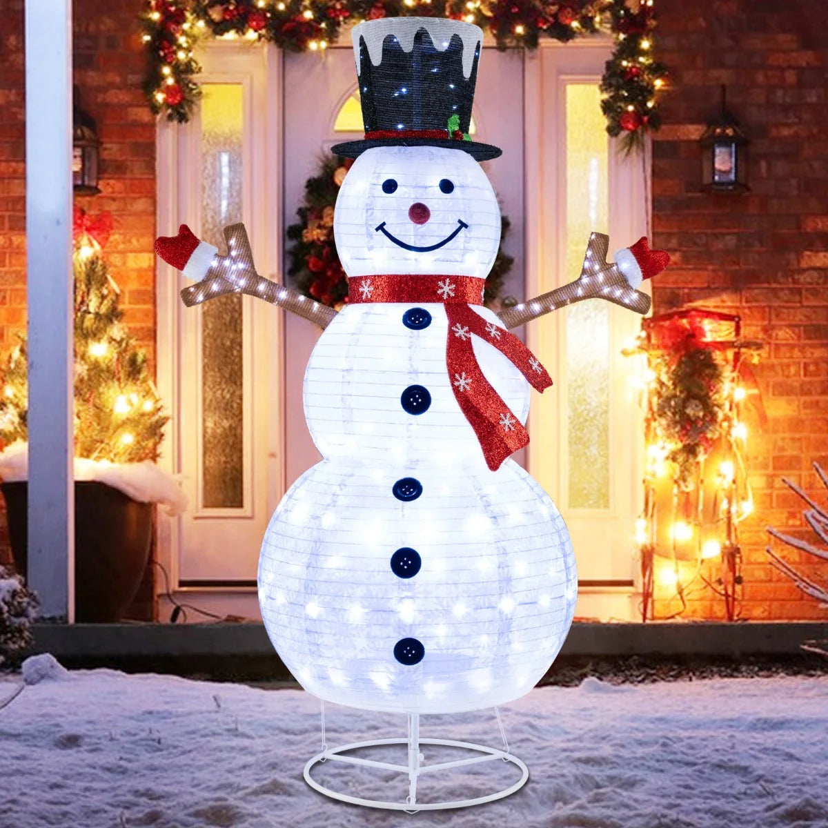 Outdoor Pop-Up Snowman Decoration 180 LED Weather-Resistant