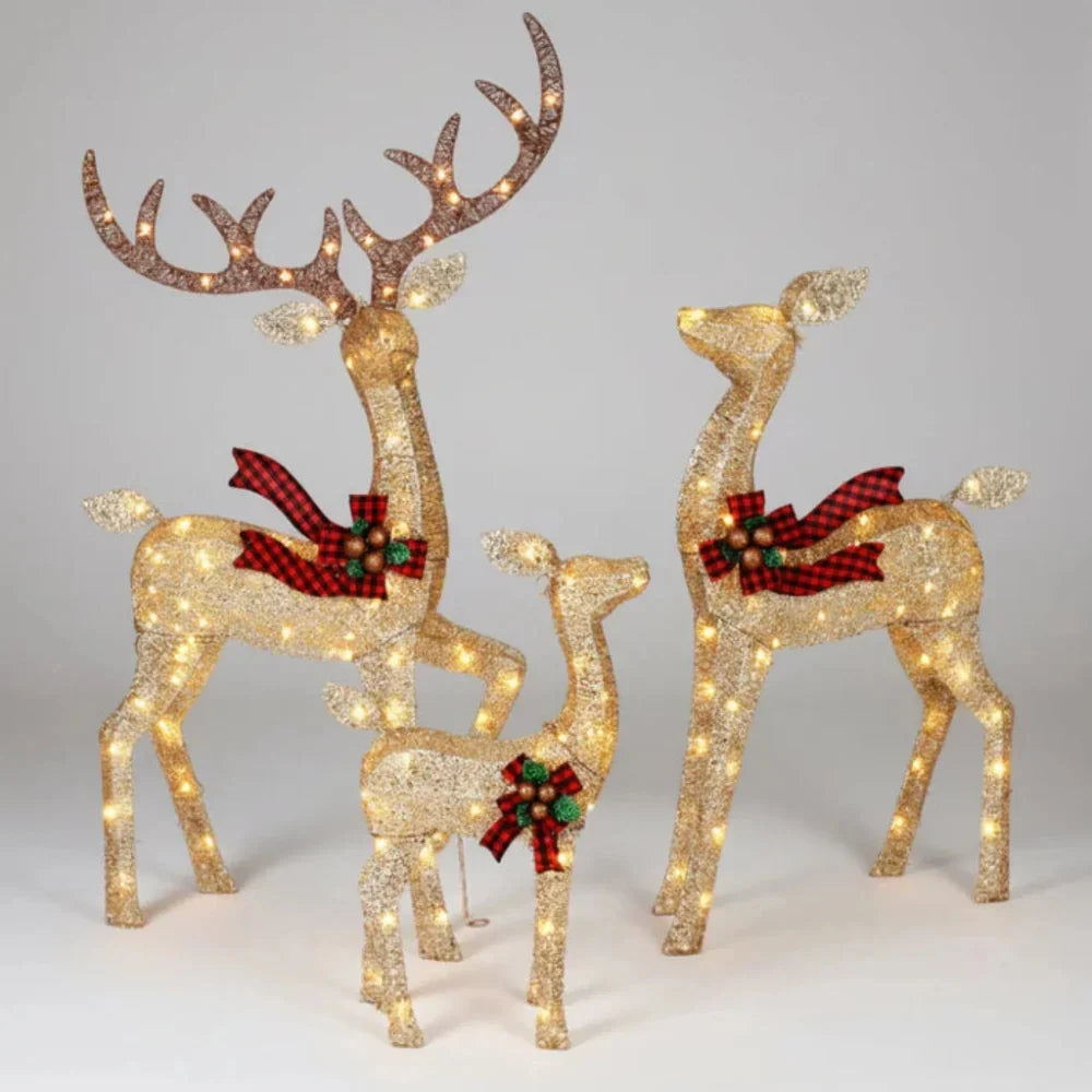 Outdoor Reindeer Decoration 3D Powder-Coated Steel Weatherproof LEDs