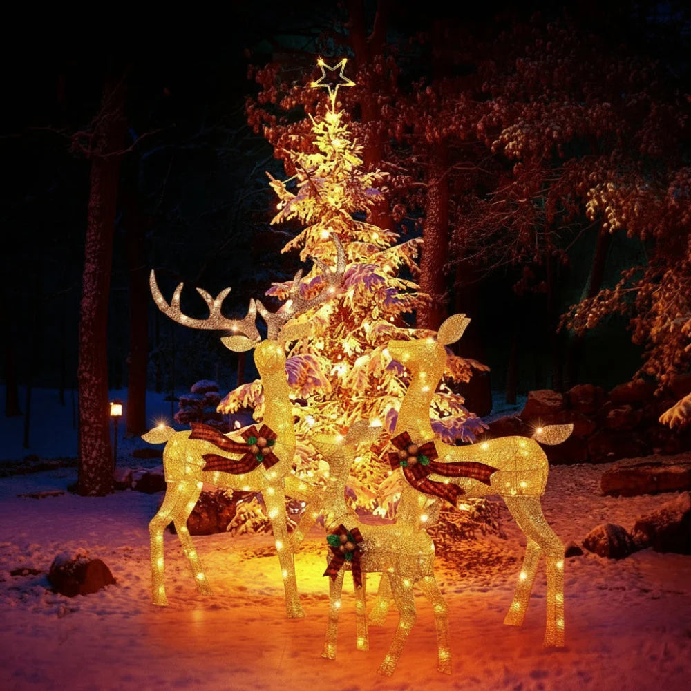 Outdoor Reindeer Decoration 3D Powder-Coated Steel Weatherproof LEDs