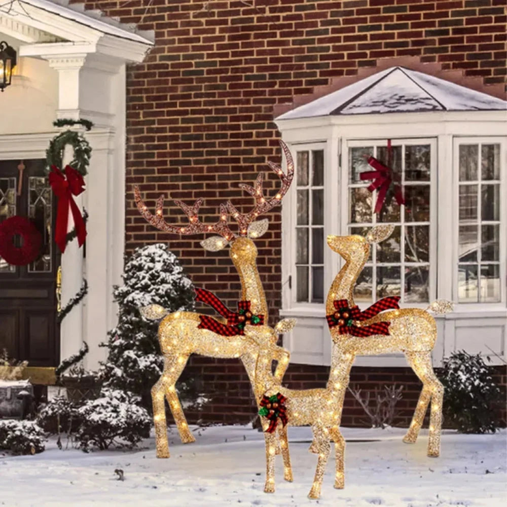 Outdoor Reindeer Decoration 3D Powder-Coated Steel Weatherproof LEDs