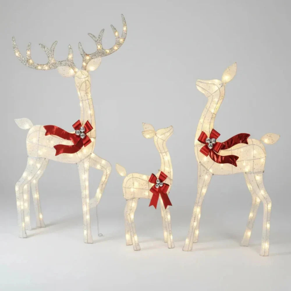Outdoor Reindeer Decoration 3D Powder-Coated Steel Weatherproof LEDs