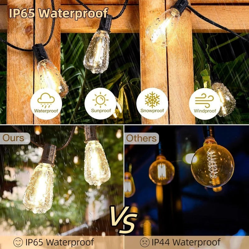 Outdoor String Lights Waterproof Shatterproof Dimmable LED Bulbs