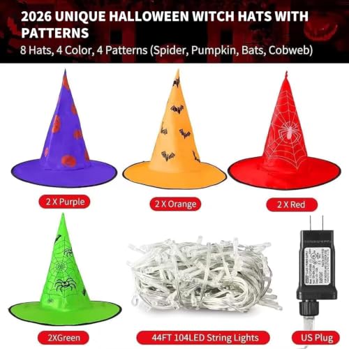 Outdoor String Lights Witch Hat 44 Foot Warm White