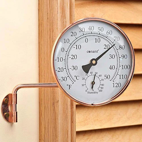 Outdoor Thermometer & Hygrometer Brass Fahrenheit & Celsius