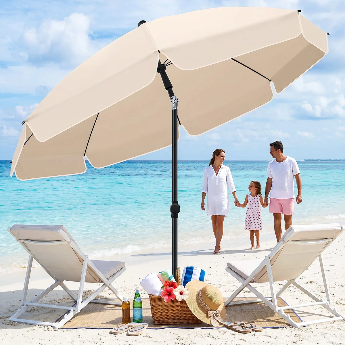 Outdoor Umbrella Adjustable Tilt UV-Resistant 79-Inch Canopy