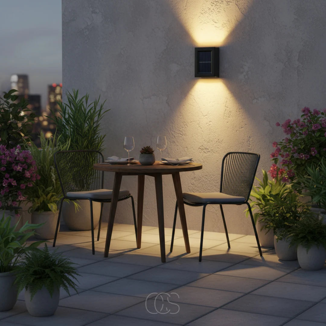 Outdoor Wall Light Solar Powered Dusk Activated IP65 Waterproof