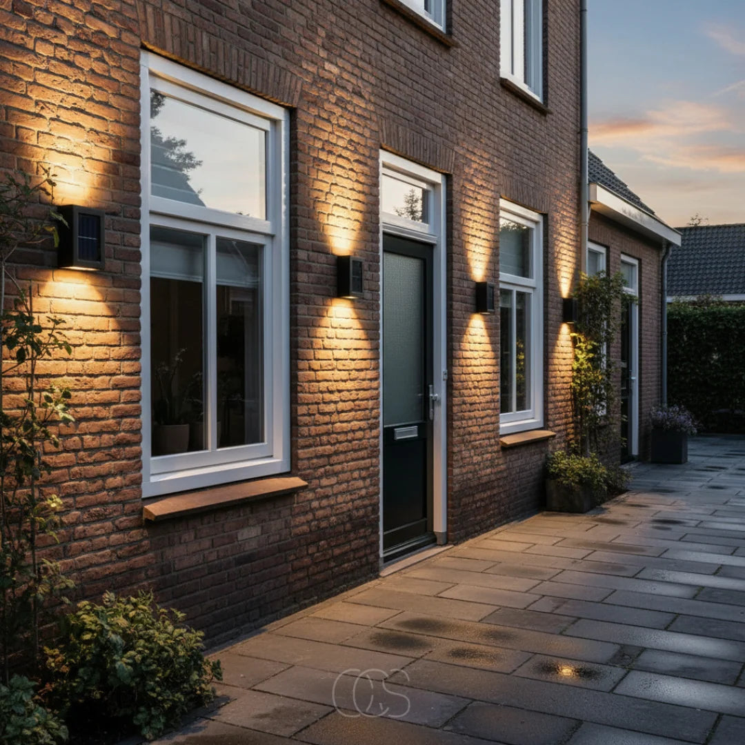 Outdoor Wall Light Solar Powered Dusk Activated IP65 Waterproof