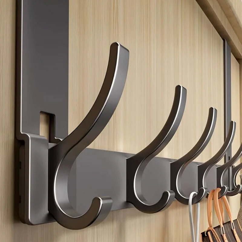 Over-Door Hook Rack Aluminum No-Drill Installation Space-Saving