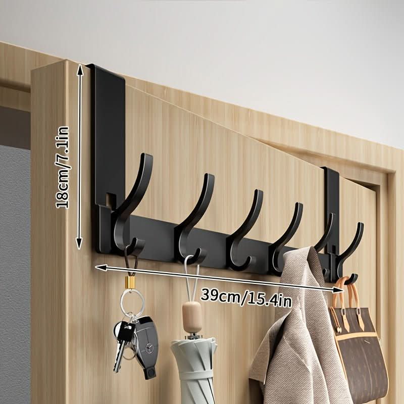 Over-Door Hook Rack Aluminum No-Drill Installation Space-Saving