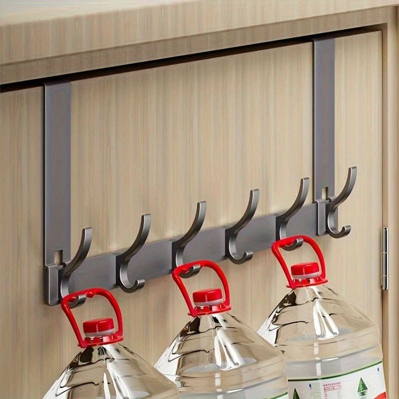 Over-Door Hook Rack Aluminum No-Drill Installation Space-Saving