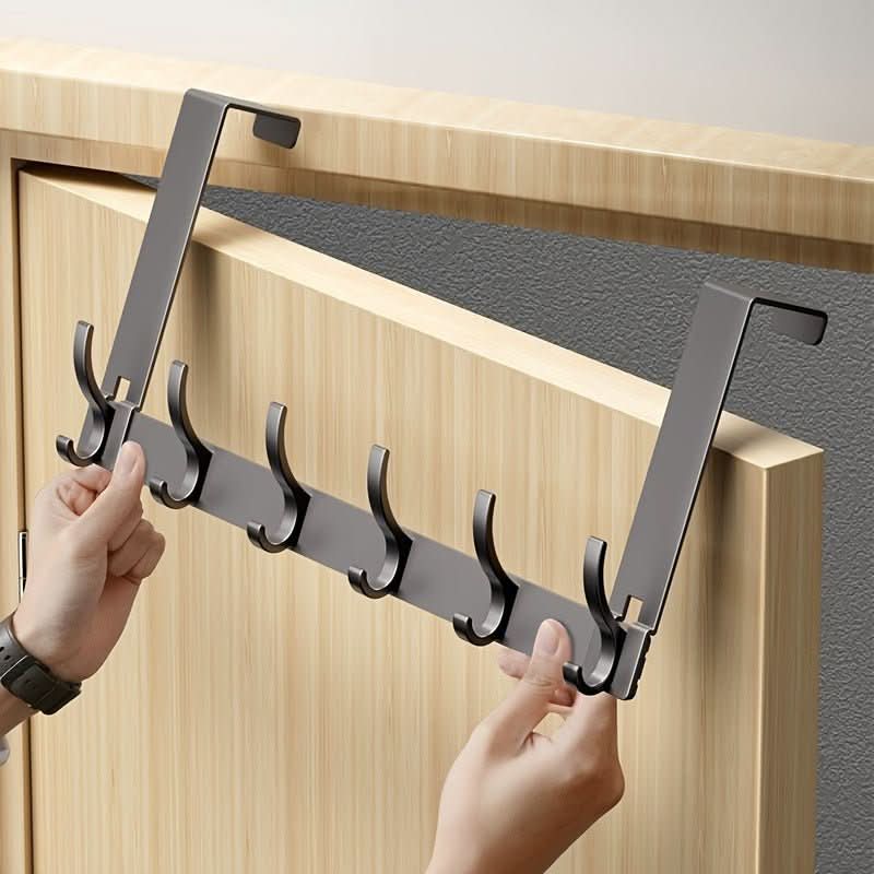 Over-Door Hook Rack Aluminum No-Drill Installation Space-Saving