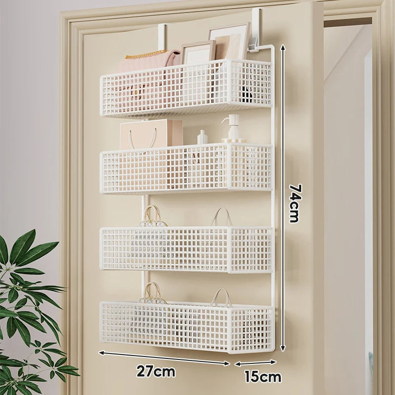 Over-The-Door Storage Basket Two-Tier Mesh Tool-Free Installation