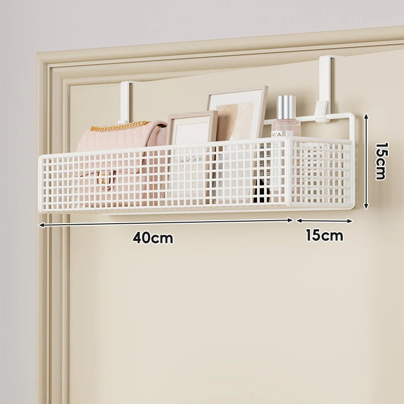 Over-The-Door Storage Basket Two-Tier Mesh Tool-Free Installation