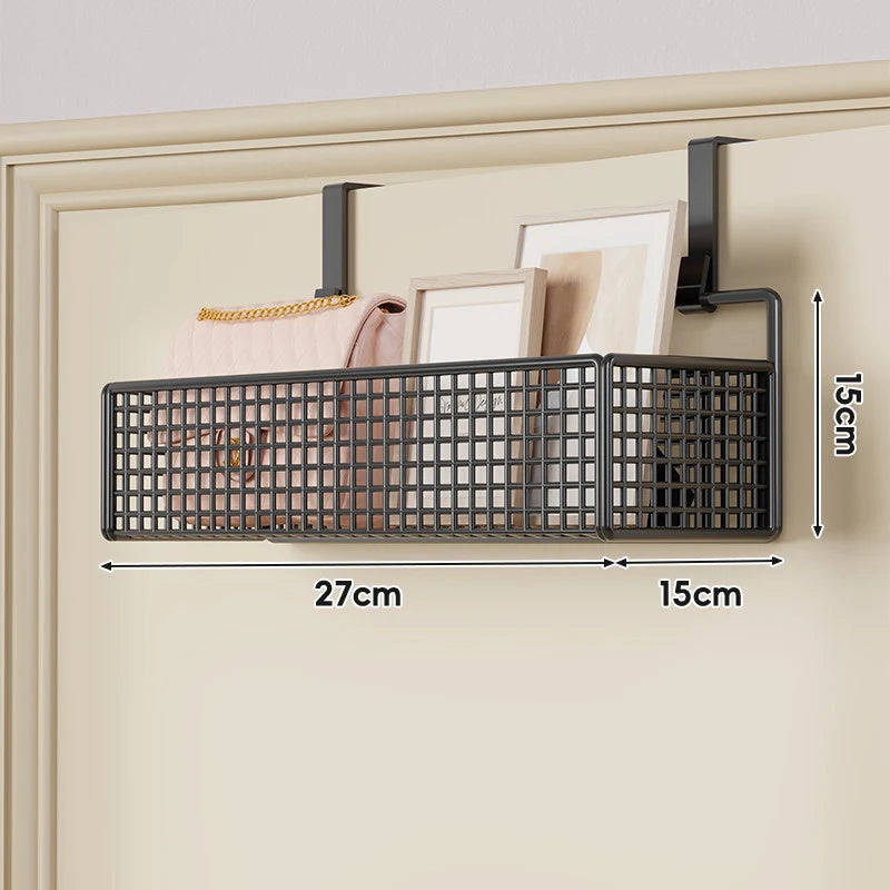 Over-The-Door Storage Basket Two-Tier Mesh Tool-Free Installation