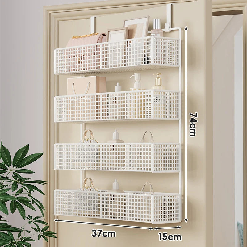Over-The-Door Storage Basket Two-Tier Mesh Tool-Free Installation