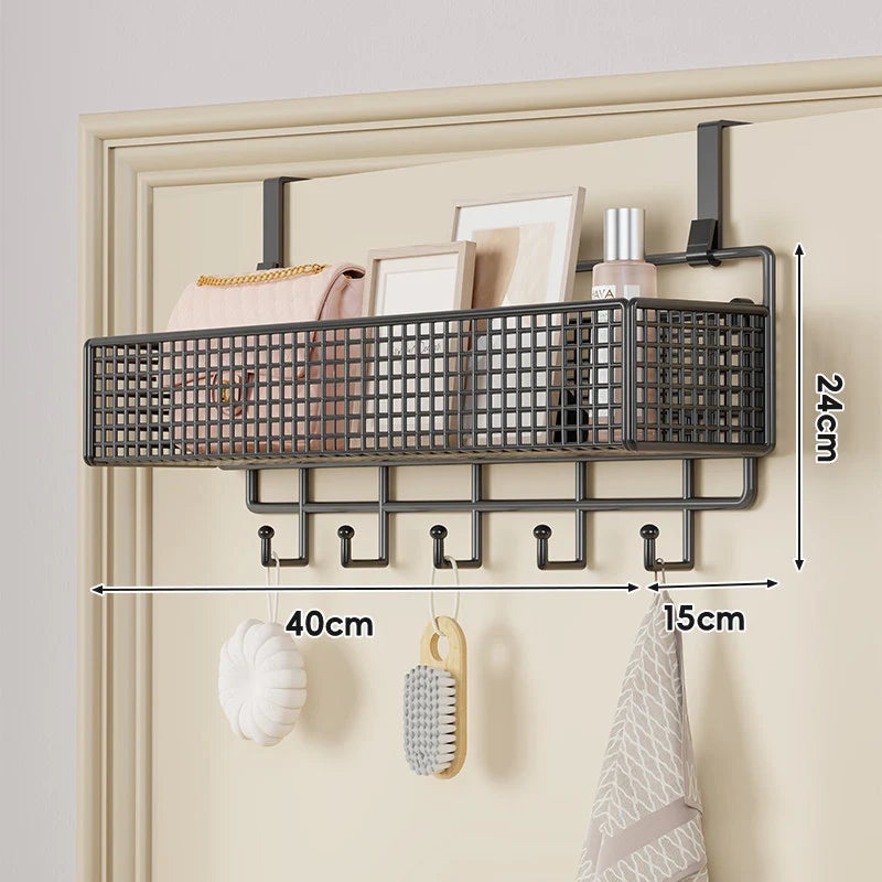 Over-The-Door Storage Basket Two-Tier Mesh Tool-Free Installation