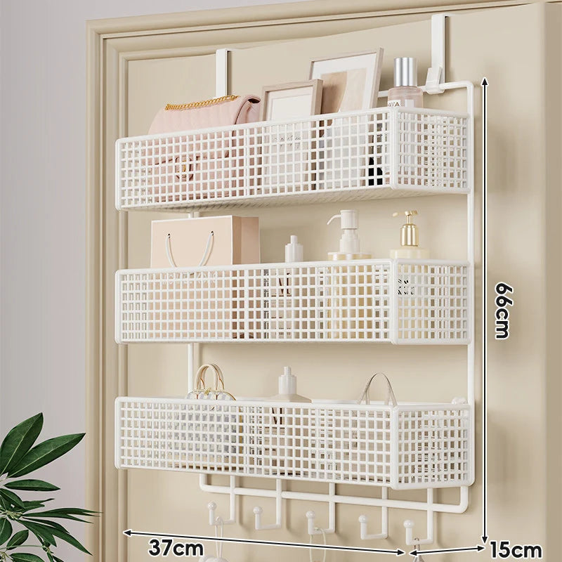 Over-The-Door Storage Basket Two-Tier Mesh Tool-Free Installation