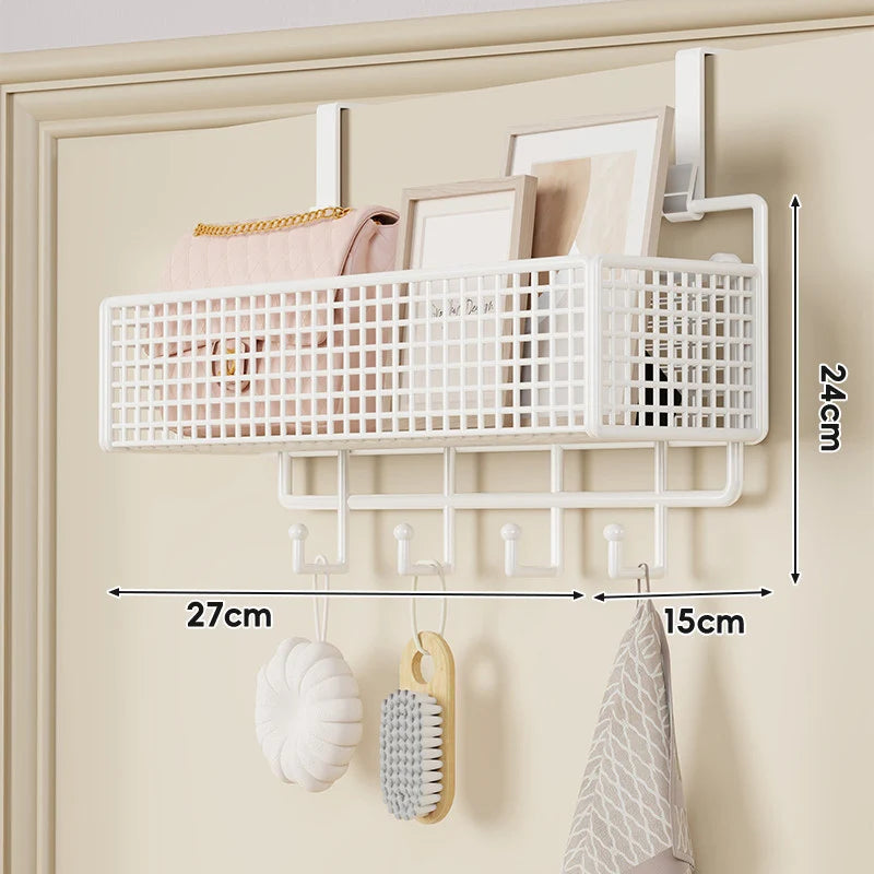 Over-The-Door Storage Basket Two-Tier Mesh Tool-Free Installation