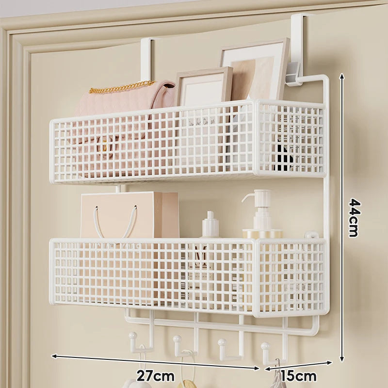 Over-The-Door Storage Basket Two-Tier Mesh Tool-Free Installation