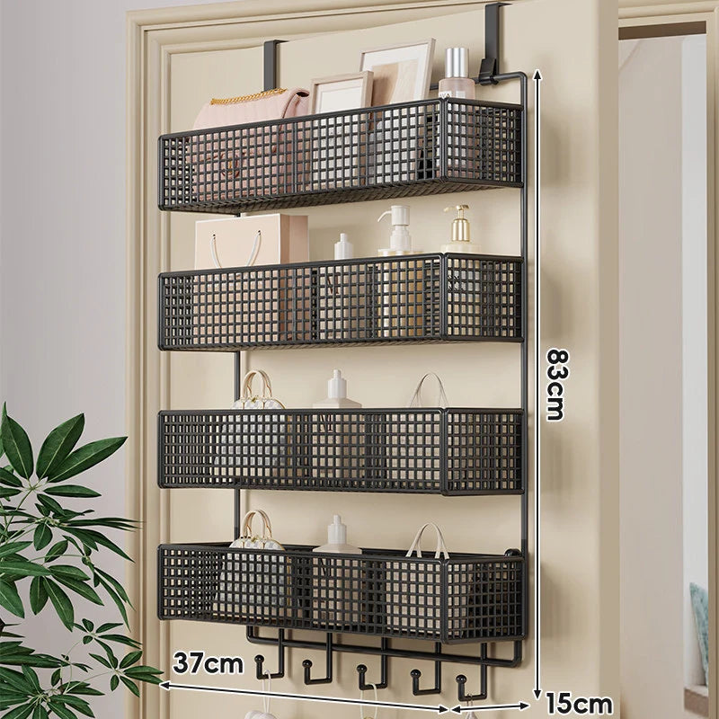 Over-The-Door Storage Basket Two-Tier Mesh Tool-Free Installation