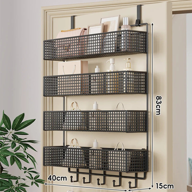 Over-The-Door Storage Basket Two-Tier Mesh Tool-Free Installation
