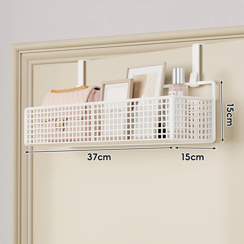 Over-The-Door Storage Basket Two-Tier Mesh Tool-Free Installation