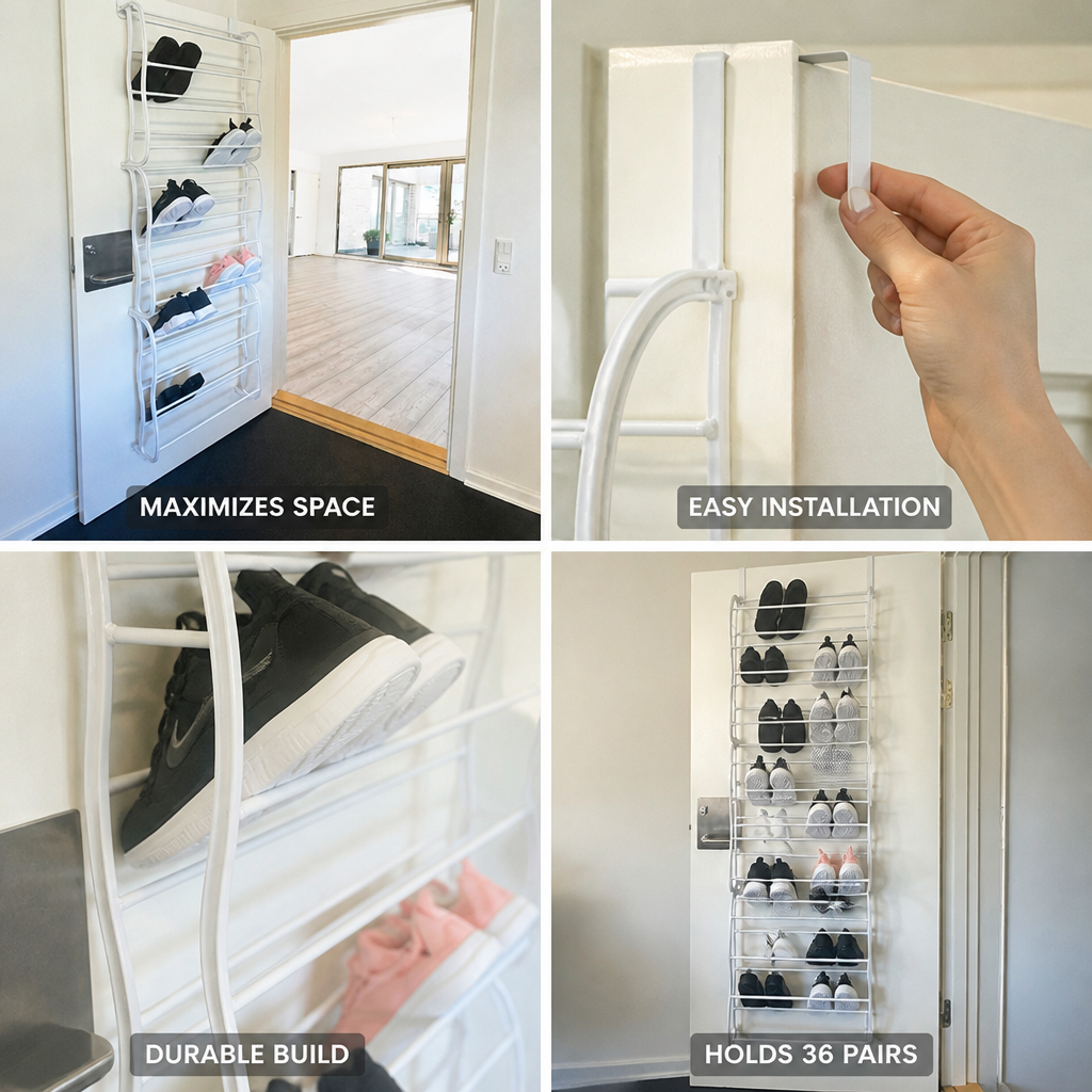 Over-the-Door Space-Saving Shoe Rack (36-Pair Capacity)