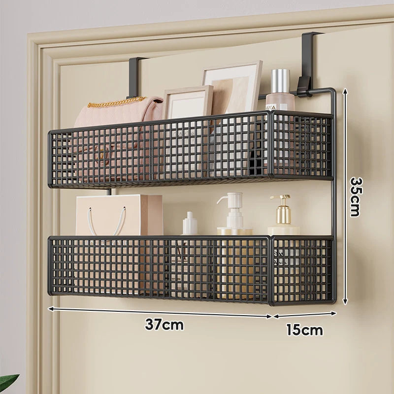 Over-the-Door Storage Basket Two-Tier Tool-Free Hanging