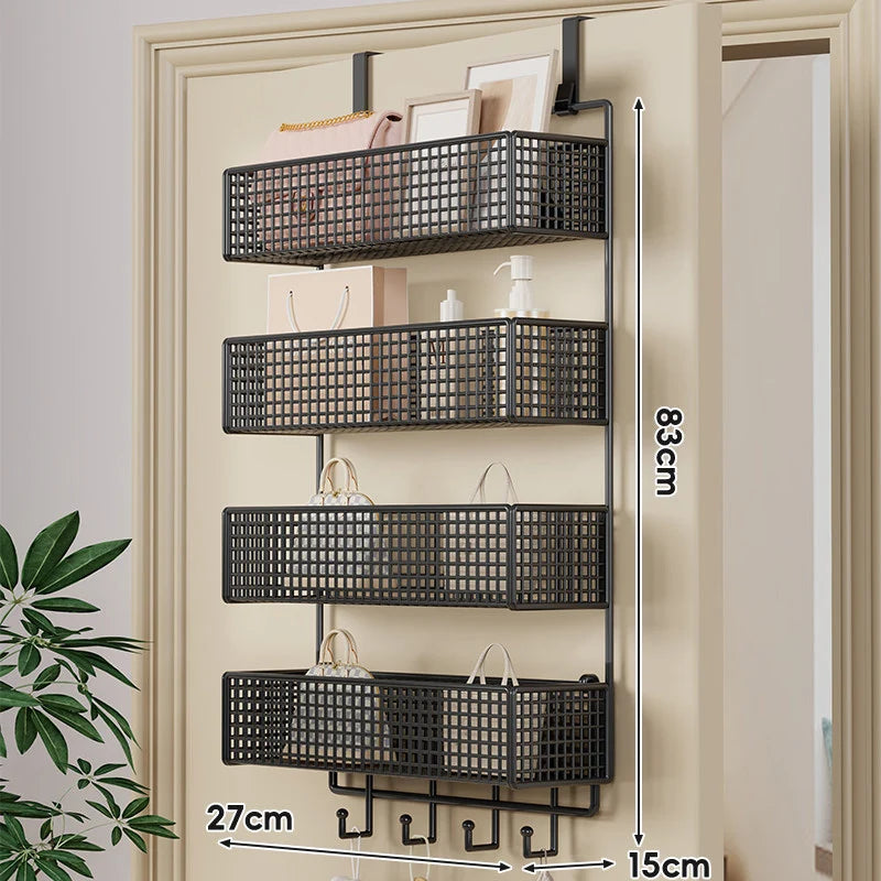 Over-the-Door Storage Basket Two-Tier Tool-Free Hanging
