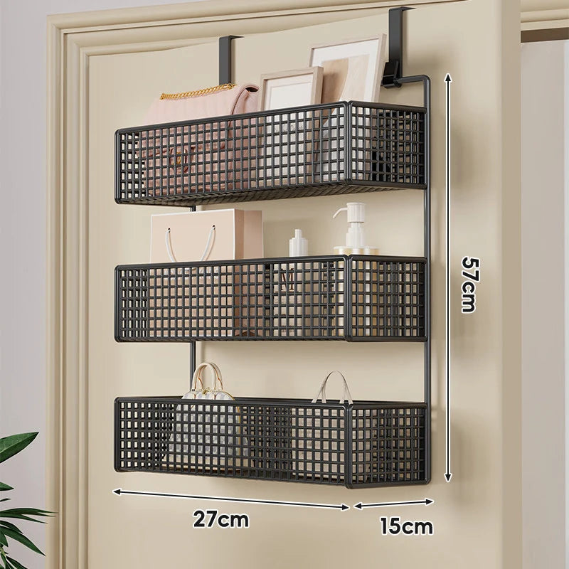 Over-the-Door Storage Basket Two-Tier Tool-Free Hanging
