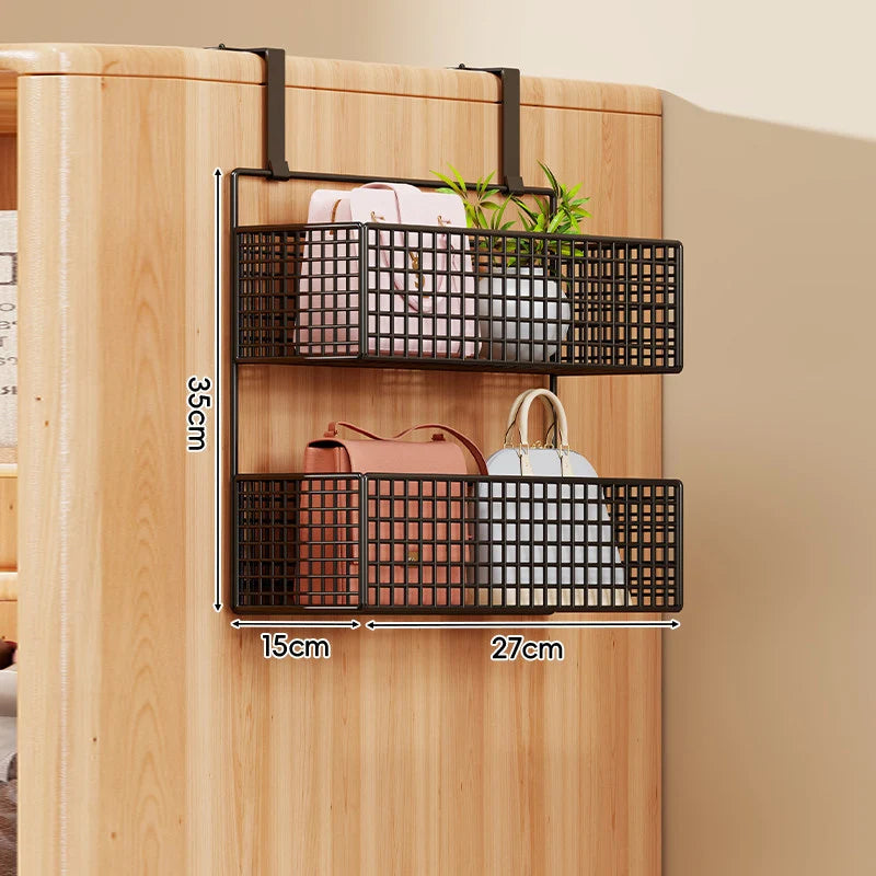 Over-the-Door Storage Organizer Four-Tier Mesh Baskets With Hooks