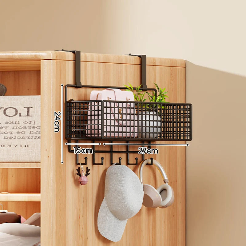 Over-the-Door Storage Organizer Four-Tier Mesh Baskets With Hooks