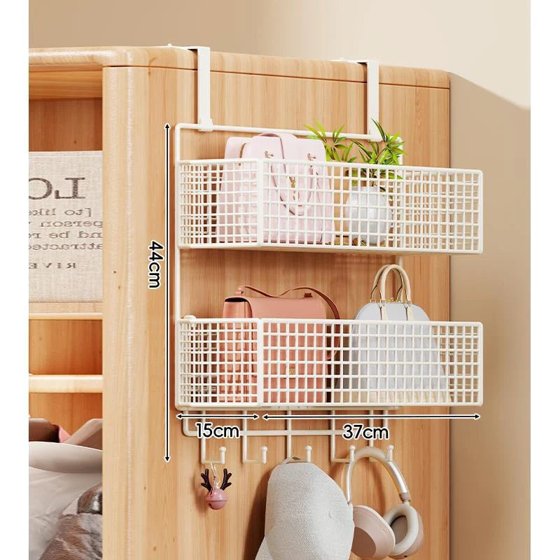 Over-the-Door Storage Organizer Four-Tier Mesh Baskets With Hooks